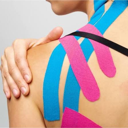 Kinesio taping applied to the shoulder